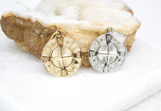 Gold Compass Pendant, Compass Jewelry Gift For Her